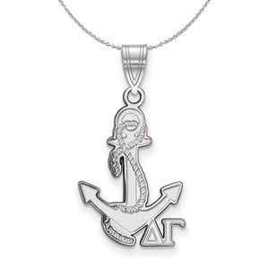 Sterling Silver Delta Gamma Medium Pendant Necklace - 18 Inch